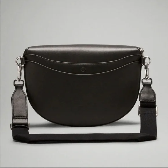 lululemon Cactus material Black Crossbody Crescent Bag with Silver Hardware - Picture 2 of 5